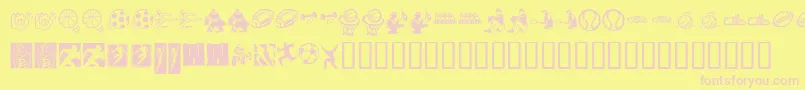 KrSportsDings Font – Pink Fonts on Yellow Background