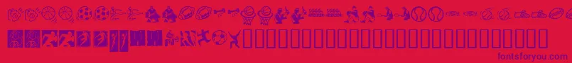 フォントKrSportsDings – 赤い背景に紫のフォント
