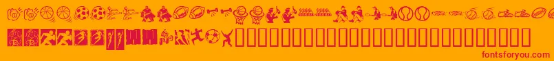 Fonte KrSportsDings – fontes vermelhas em um fundo laranja