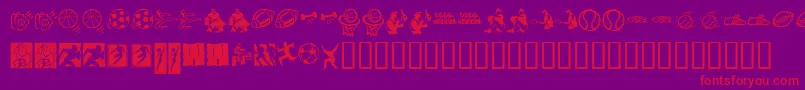 KrSportsDings-fontti – punaiset fontit violetilla taustalla