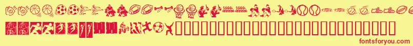 Saiba mais sobre a fonte KrSportsDings Fonte KrSportsDings – fontes vermelhas em um fundo amarelo