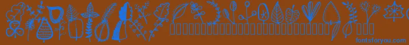 Fonte Tanaesteldoodleleaves01Regular – fontes azuis em um fundo marrom