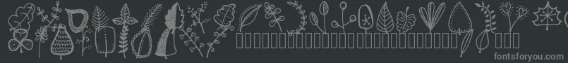 Tanaesteldoodleleaves01Regular Font – Gray Fonts on Black Background