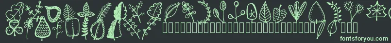 Tanaesteldoodleleaves01Regular Font – Green Fonts on Black Background