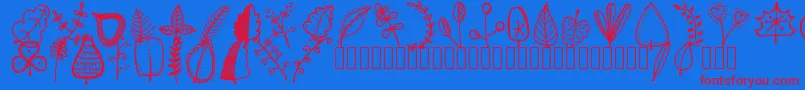 フォントTanaesteldoodleleaves01Regular – 赤い文字の青い背景