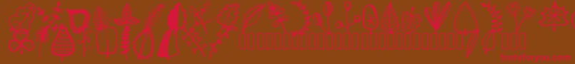 Tanaesteldoodleleaves01Regular Font – Red Fonts on Brown Background