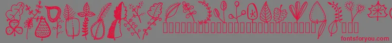 フォントTanaesteldoodleleaves01Regular – 赤い文字の灰色の背景