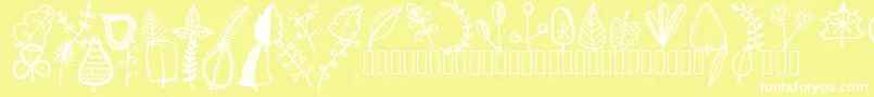 Tanaesteldoodleleaves01Regular Font – White Fonts on Yellow Background