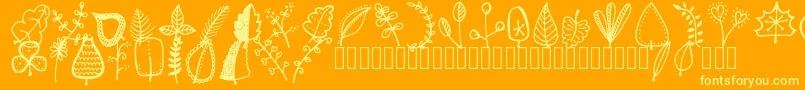 Tanaesteldoodleleaves01Regular Font – Yellow Fonts on Orange Background