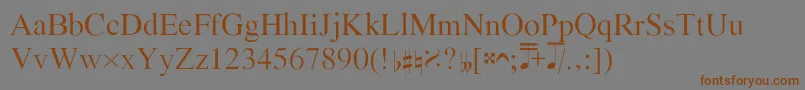 フォントBach – 茶色の文字が灰色の背景にあります。