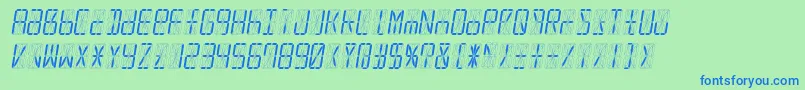 Led16sgmntItalic Font – Blue Fonts on Green Background