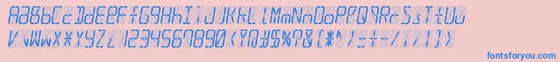 Led16sgmntItalic-Schriftart – Blaue Schriften auf rosa Hintergrund