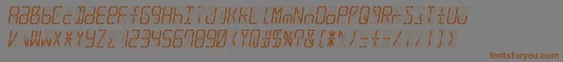 Led16sgmntItalic-Schriftart – Braune Schriften auf grauem Hintergrund