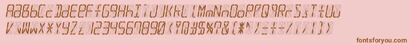Led16sgmntItalic-Schriftart – Braune Schriften auf rosa Hintergrund