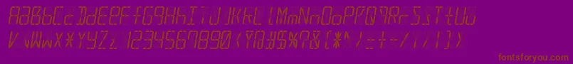 Led16sgmntItalic-Schriftart – Braune Schriften auf violettem Hintergrund