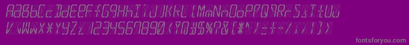 Led16sgmntItalic-fontti – harmaat kirjasimet violetilla taustalla