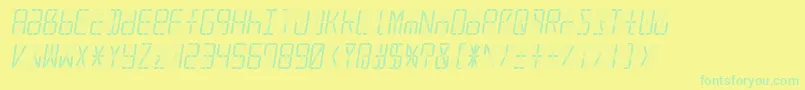 Led16sgmntItalic-Schriftart – Grüne Schriften auf gelbem Hintergrund