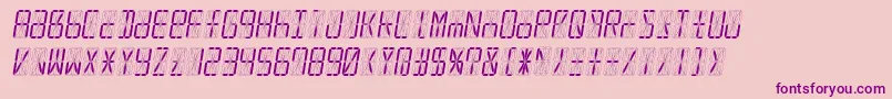 Led16sgmntItalic-Schriftart – Violette Schriften auf rosa Hintergrund