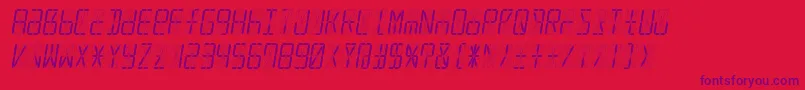 Led16sgmntItalic-fontti – violetit fontit punaisella taustalla
