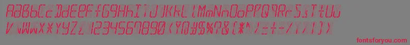 フォントLed16sgmntItalic – 赤い文字の灰色の背景
