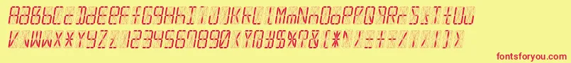 Led16sgmntItalic Font – Red Fonts on Yellow Background