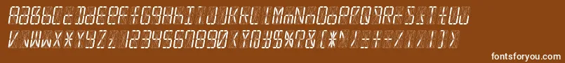 Led16sgmntItalic Font – White Fonts on Brown Background