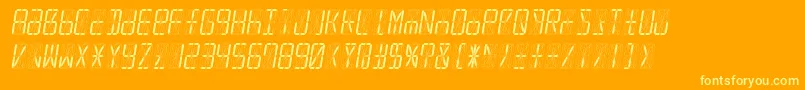 Fonte Led16sgmntItalic – fontes amarelas em um fundo laranja
