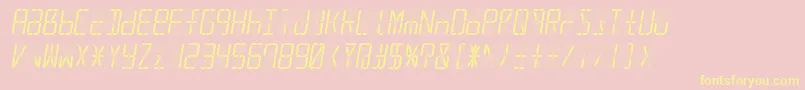 Led16sgmntItalic-Schriftart – Gelbe Schriften auf rosa Hintergrund