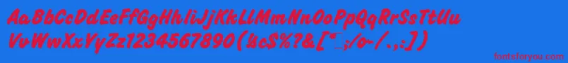 ChallengeExtraBoldLetPlain.1.0-Schriftart – Rote Schriften auf blauem Hintergrund