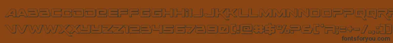Spaceranger3D-Schriftart – Schwarze Schriften auf braunem Hintergrund