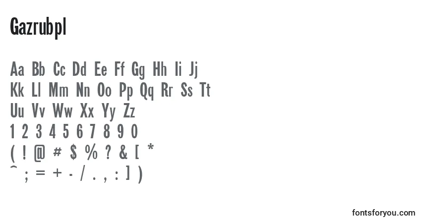 A fonte Gazrubpl – alfabeto, números, caracteres especiais