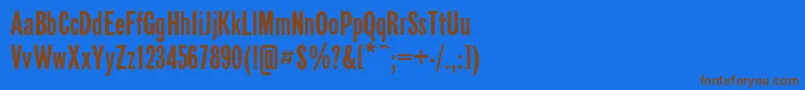 フォントGazrubpl – 茶色の文字が青い背景にあります。
