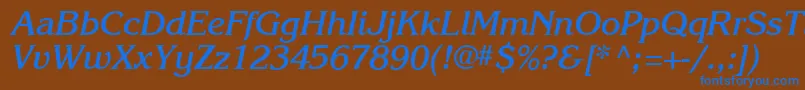 Karlajohnson6Boldcursivesh Font – Blue Fonts on Brown Background