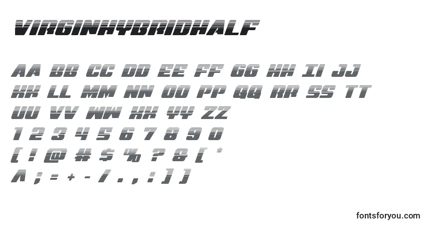 Virginhybridhalf-fontti – aakkoset, numerot, erikoismerkit