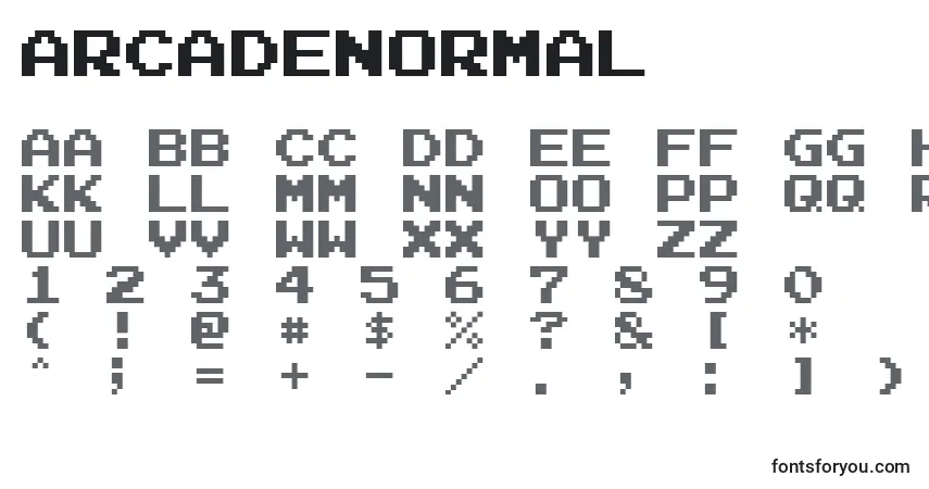 Fuente ArcadeNormal - alfabeto, números, caracteres especiales