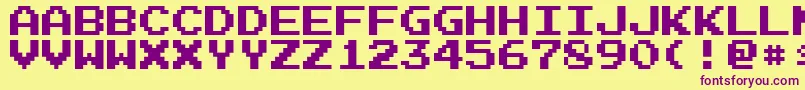 Czcionka ArcadeNormal – fioletowe czcionki na żółtym tle