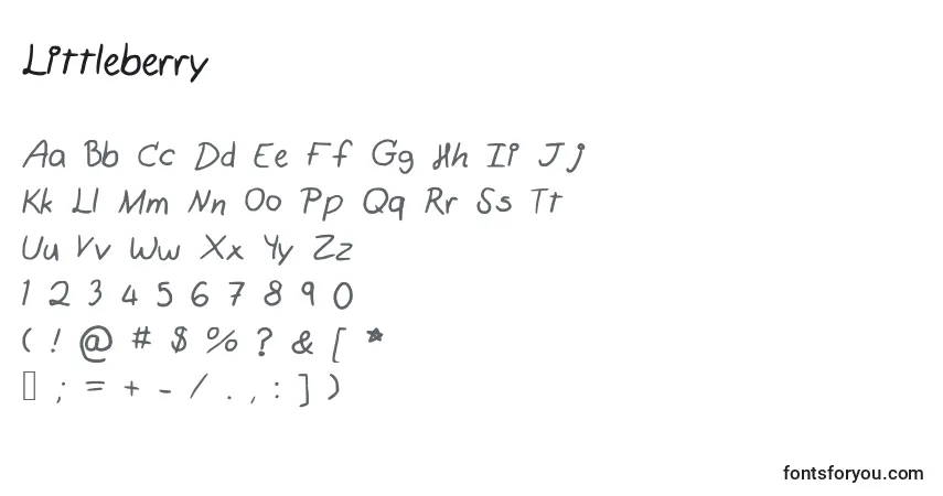 Fuente Littleberry - alfabeto, números, caracteres especiales