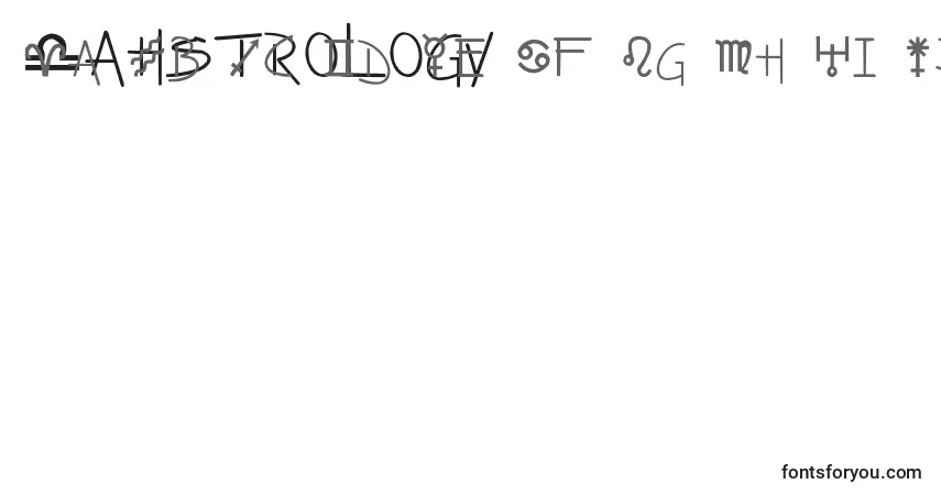 Czcionka Zahstrology – alfabet, cyfry, specjalne znaki