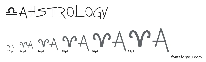 Zahstrology-fontin koot