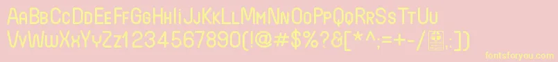 WidaRoundSmallcapsDemo-Schriftart – Gelbe Schriften auf rosa Hintergrund