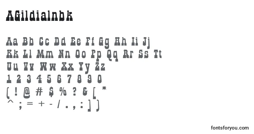 A fonte AGildialnbk – alfabeto, números, caracteres especiais