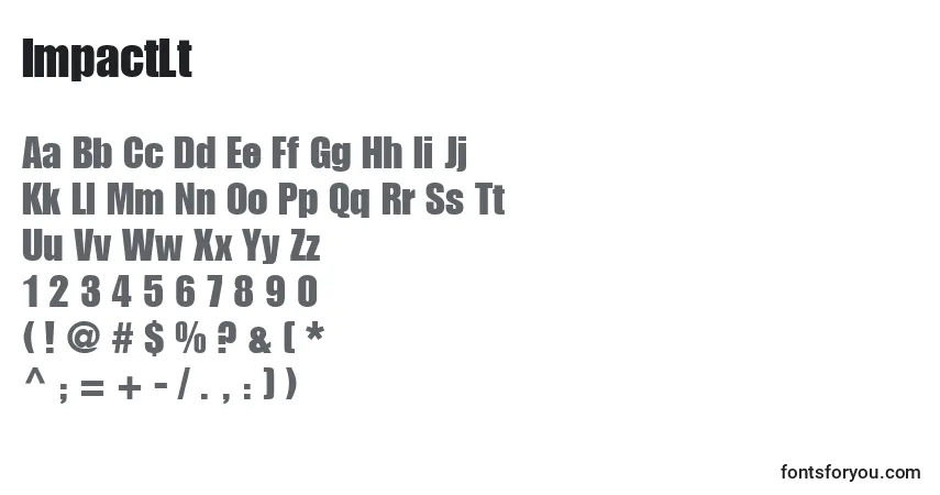 Czcionka ImpactLt – alfabet, cyfry, specjalne znaki