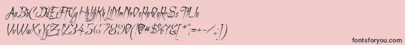 フォントACharmingFontItalic – ピンクの背景に黒い文字