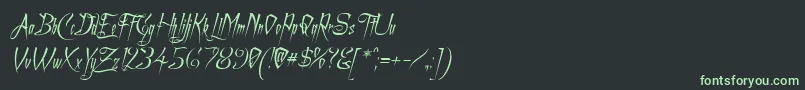 ACharmingFontItalic Font – Green Fonts on Black Background