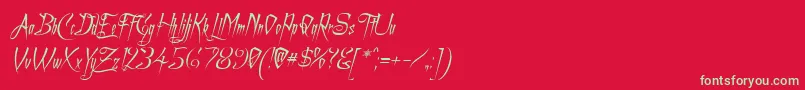 フォントACharmingFontItalic – 赤い背景に緑の文字