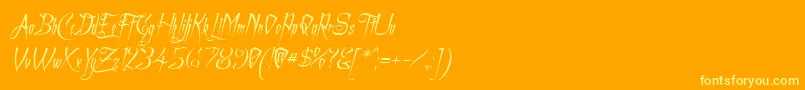 ACharmingFontItalic-Schriftart – Gelbe Schriften auf orangefarbenem Hintergrund