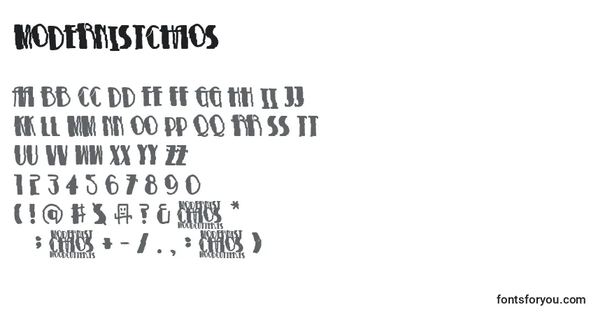 ModernistChaos-fontti – aakkoset, numerot, erikoismerkit