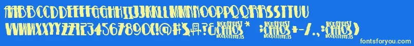 ModernistChaos Font – Yellow Fonts on Blue Background