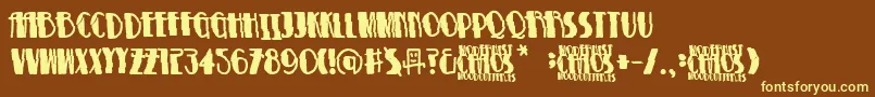 ModernistChaos-fontti – keltaiset fontit ruskealla taustalla