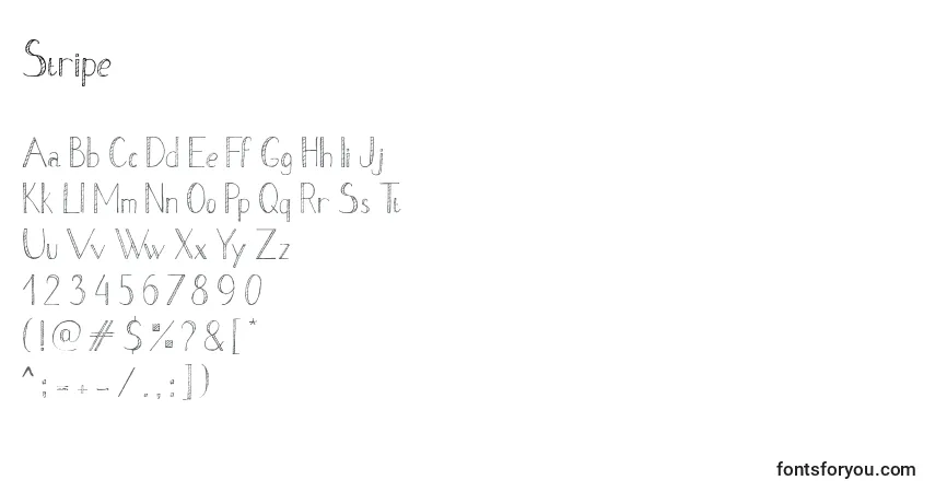 A fonte Stripe – alfabeto, números, caracteres especiais